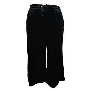 Simply Vera Vera Wang L Womens Pants Black Velour Wide Leg Cropped Lounge Y2K